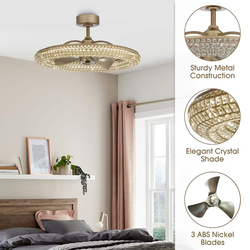 33-in Antique Bronze 3-Blade Crystal LED Ceiling Fan with Remote