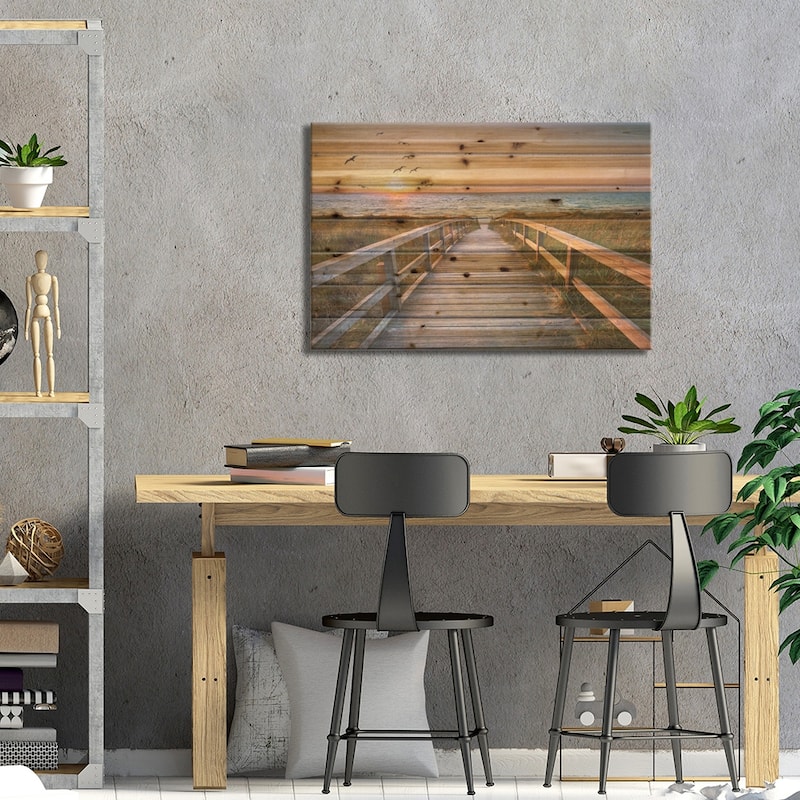 Sunset At The Dune Beach Print On Wood by Jan Becke - Multi-Color