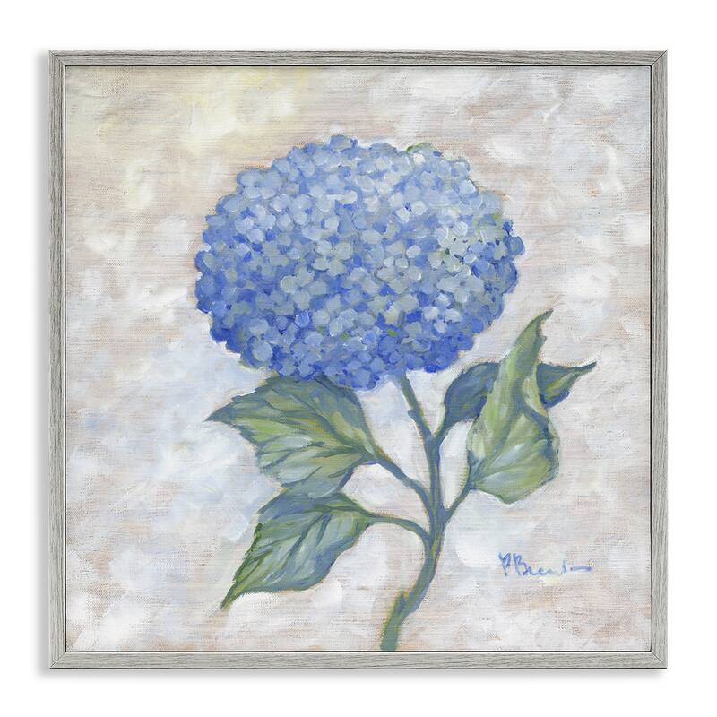 Stupell Traditional Blue Hydrangea Bloom Framed Giclee Art Design By Paul Brent - 12 x 12 - Grey