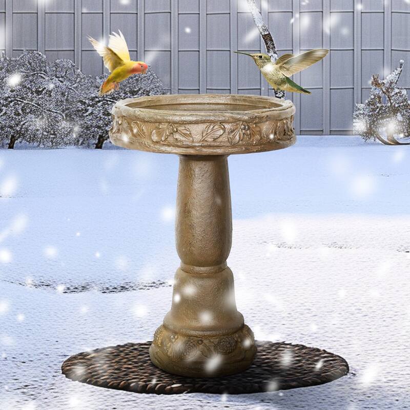 23.8" H Outdoor Concrete Bird Bath - Perfect for Adding Interest to Garden, Patio, Backyard, Porch and Deck