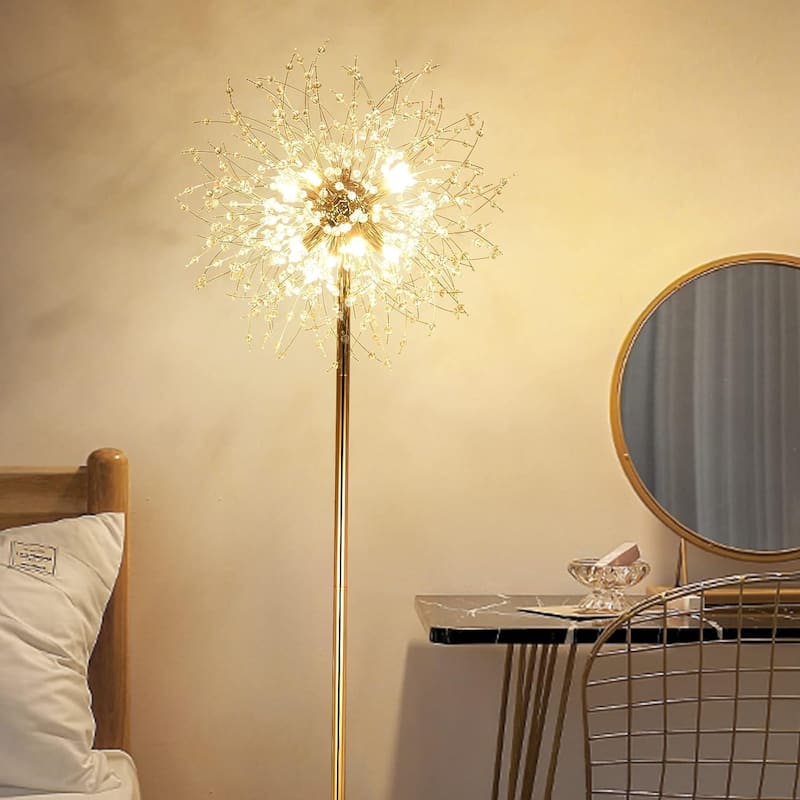69"Crystal Floor Lamp,Modern Standing Lamp with K9 Crystal,LED Floor Lamp with On/Off Foot Switch, Metal Tall Pole Lamp