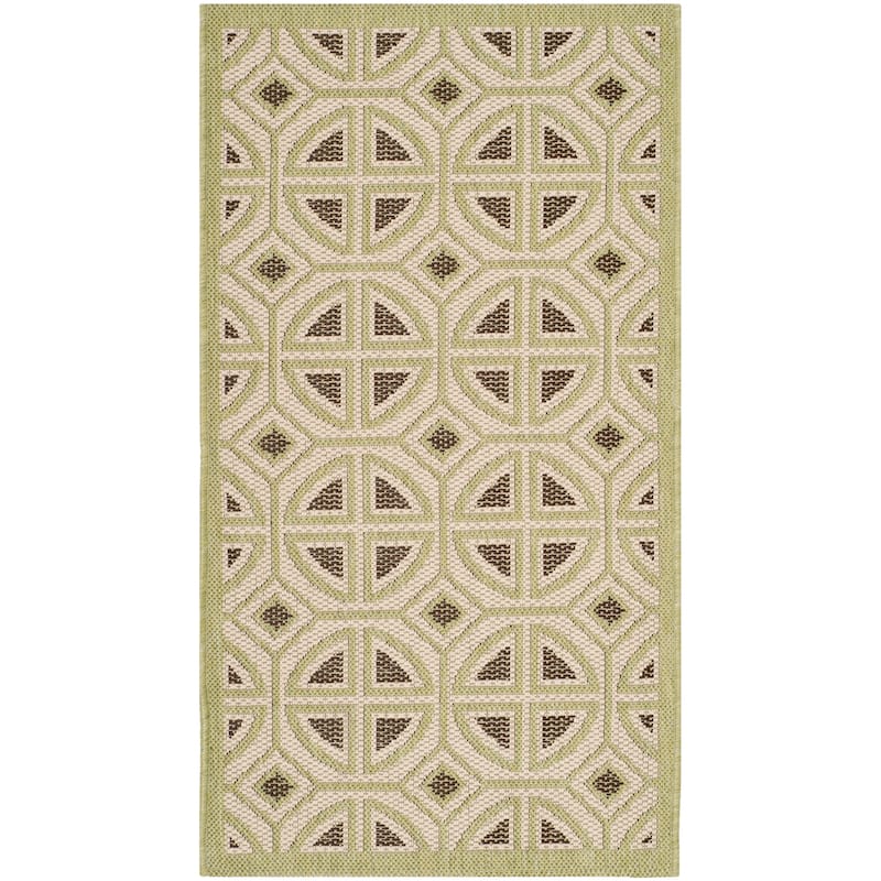 SAFAVIEH Courtyard Fatmire Indoor/ Outdoor Waterproof Patio Backyard Rug - 2' x 3'7" - Beige/Sweet Pea
