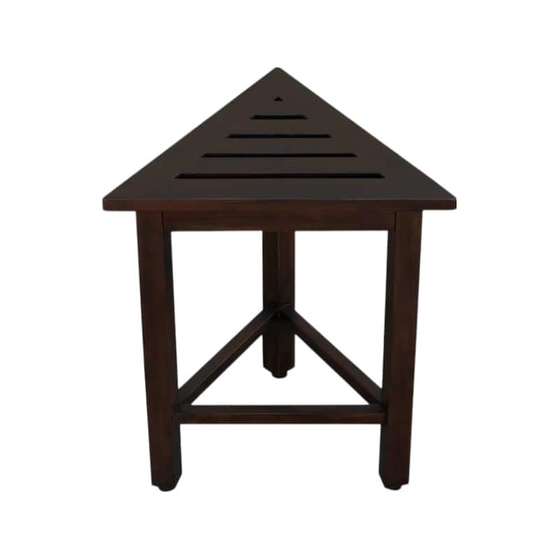 Hotel White Teak 18" Triangle Corner Shower Bench or Shelf