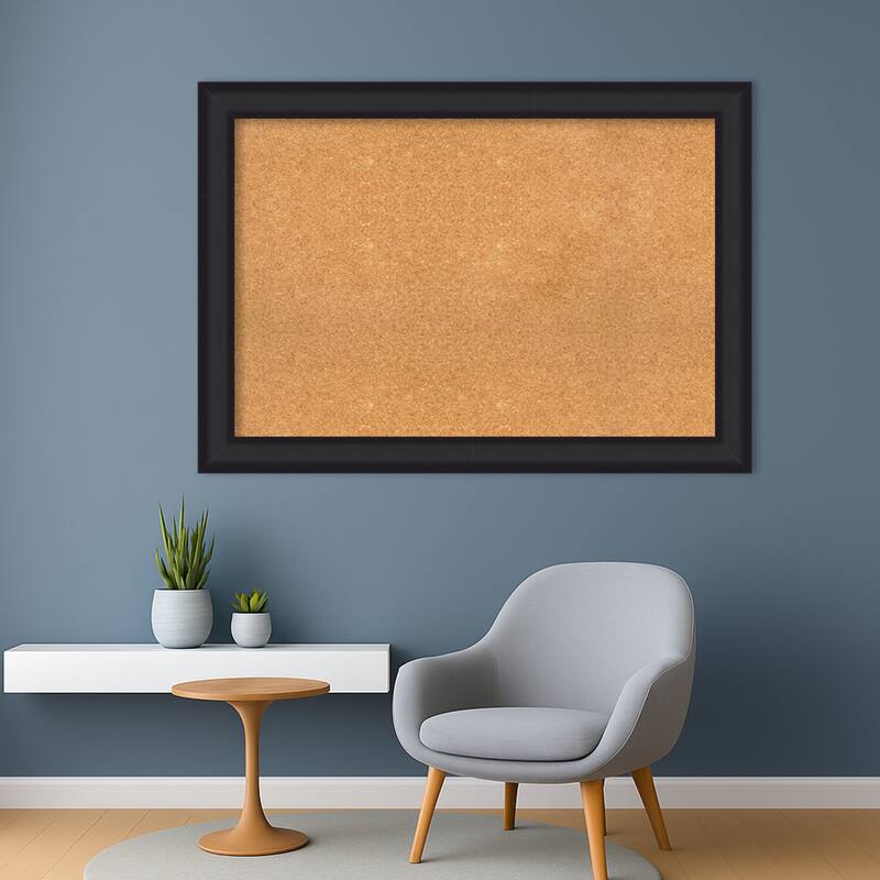 Oliver Black Wood Framed Cork Board - Bulletin Board, Organization Board, Pin Board