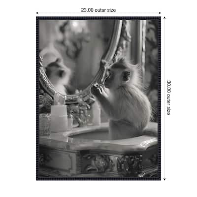 Monkey Bathroom Bussiness by Niky Rahner Framed Canvas Wall Art