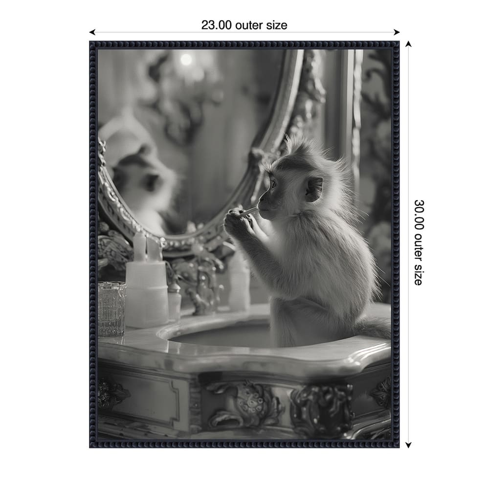 Monkey Bathroom Bussiness by Niky Rahner Framed Canvas Wall Art