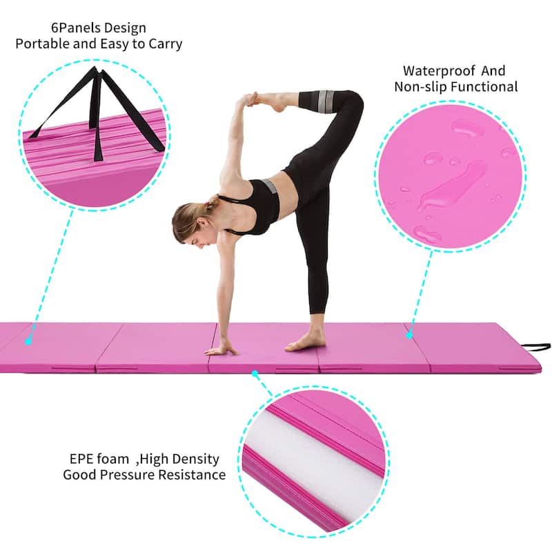 Zenova Gymnastics Mat 4FT x 8F Folding Exercise Mat 6 Panel Thick Tumbling Mats - 8FT