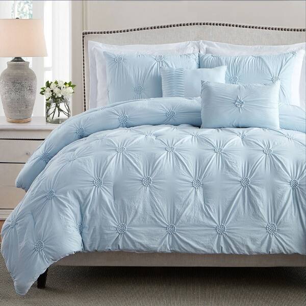 Home Essential Stylish Extra Plush Extra Soft Floral Pintuck Bedding Comforter Set