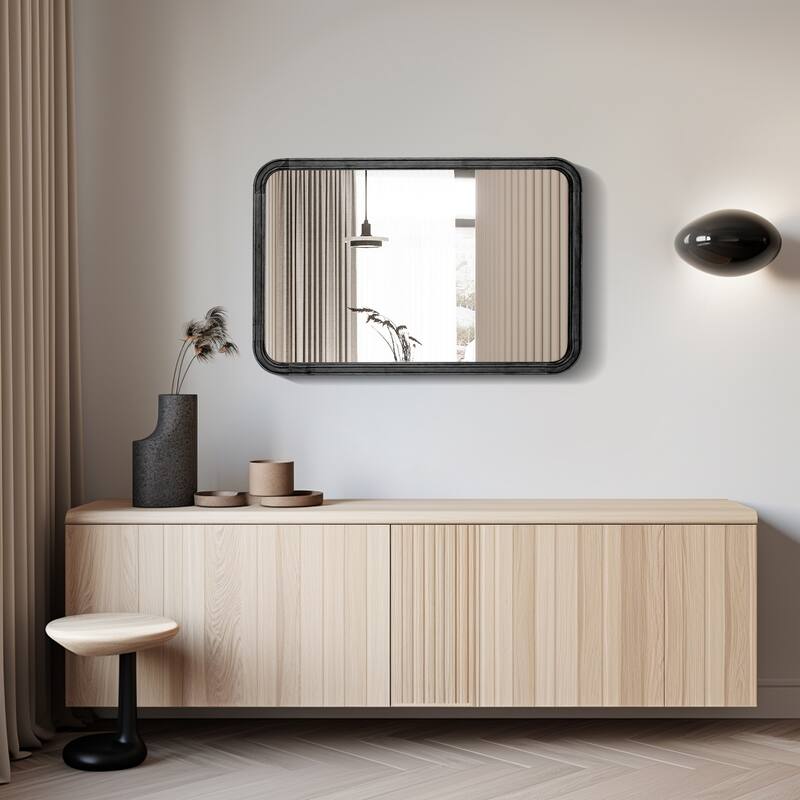 Pine Wooden Framed Standard Farmhouse Style Rectangle Wall Mirror