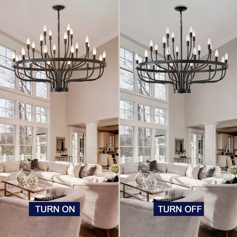 Industrial Chandelier Rustic Vintage 24-Lights Candle Style Light Fixture Large Retro