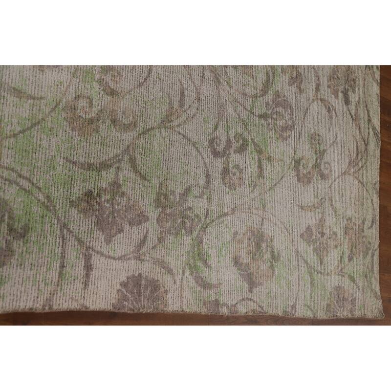 Floral Modern Oriental Area Rug Hand-Knotted Wool Carpet - 7'11"x 11'5"