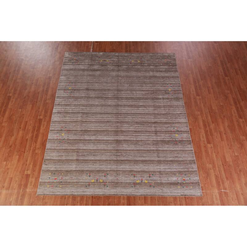 Hand Knotted Oriental 100% Wool Carpet Tribal Tribal Beige & Ivories Gabbeh Area Rug - 9' 11'' X 7' 10''