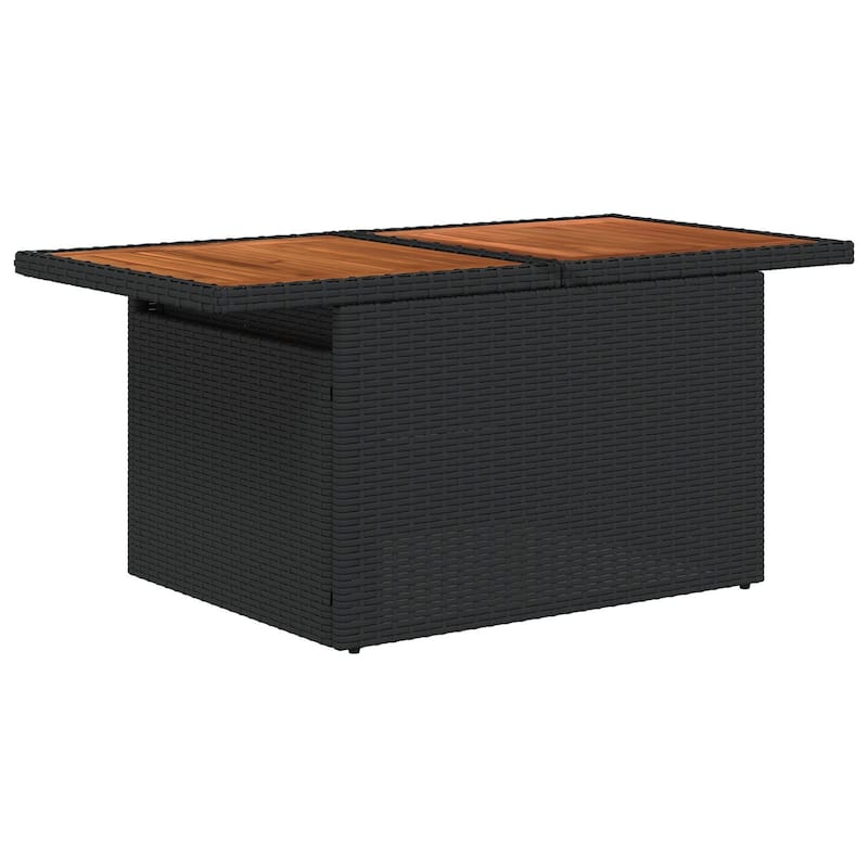 vidaXL 8 Piece Garden Sofa Set with Cushions Black Poly Rattan - 117.1×52.2×27.2