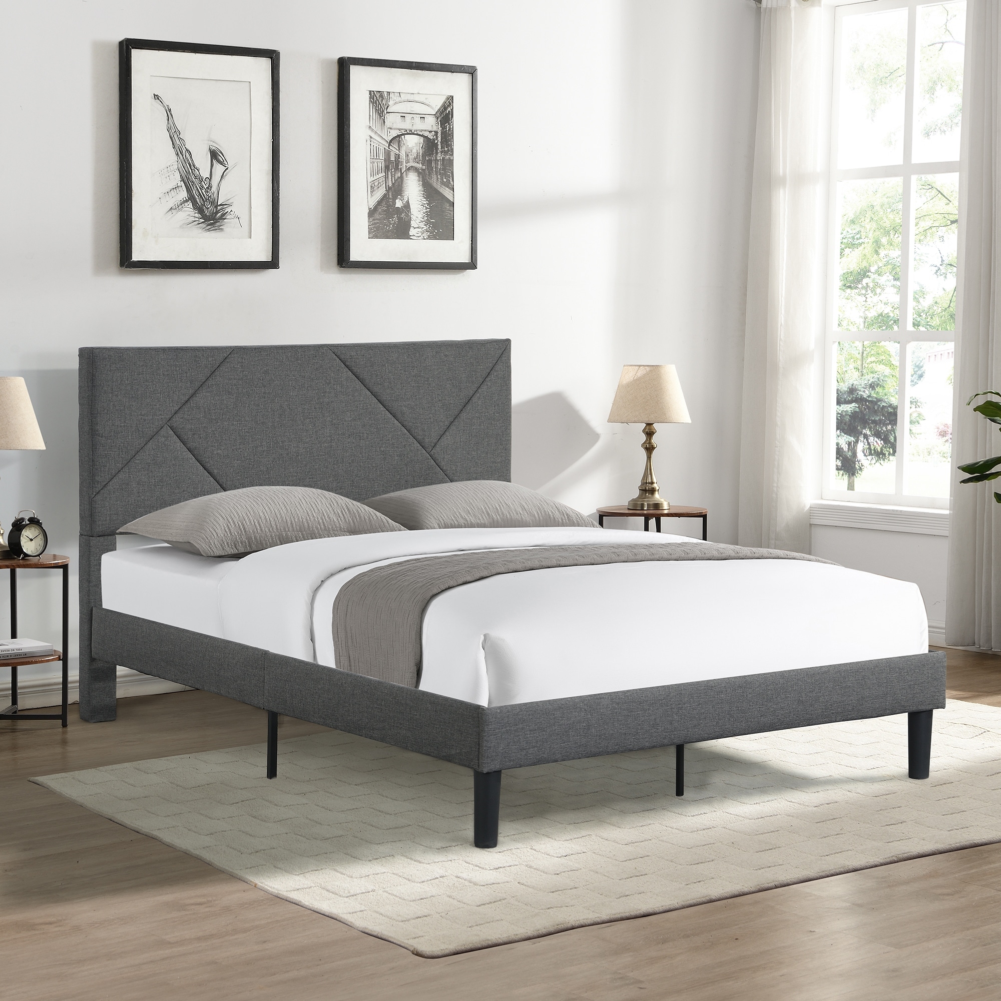 Full bed frame grey hot sale