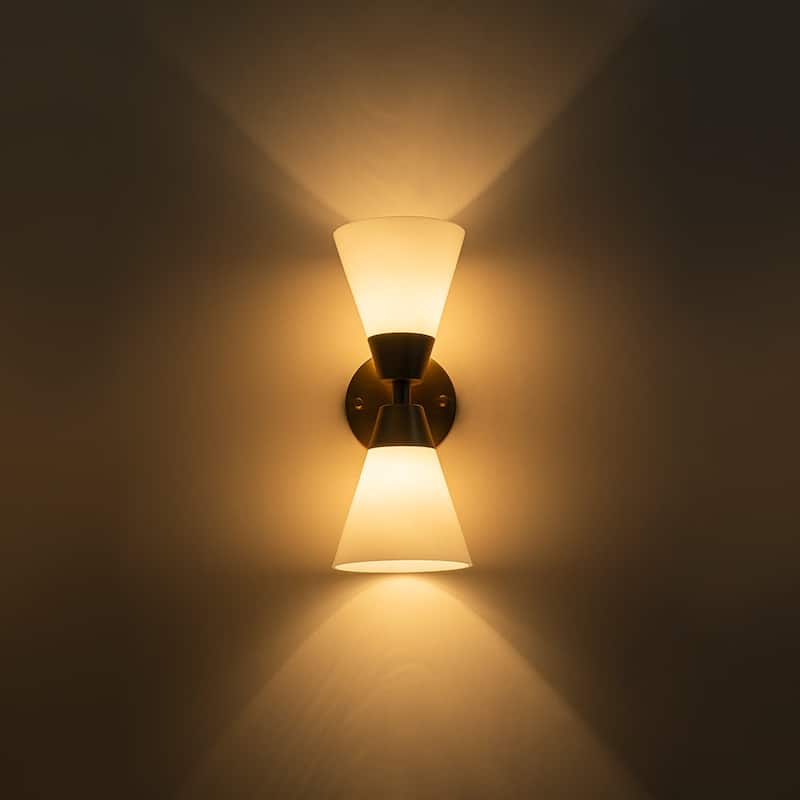 2-Light Hourglass Shaped Glass Wall Sconce