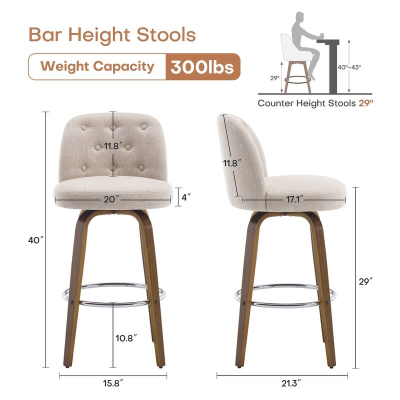 26"/29" Swivel Bar Stools/ Counter Stool with Bentwood Legs