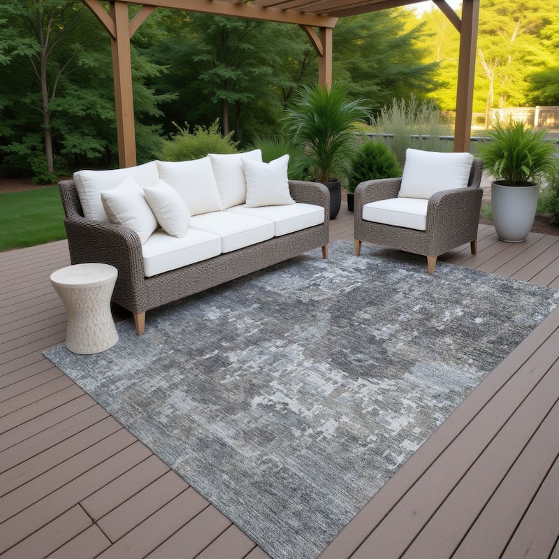 Machine Washable Indoor/ Outdoor Ombre Abstract Chantille Rug