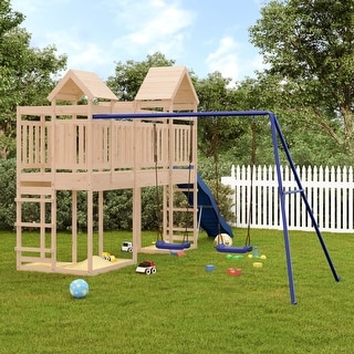 vidaXL Swing Set Outdoor Backyard Wooden Playground Equipment for Kids Age 3-8