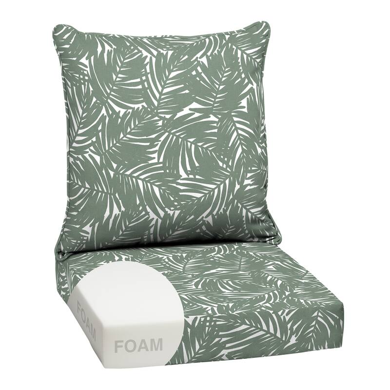 ARDEN Outdoor Foam Deep Seat Cushion Set, 24 in x 24 in - Sage King Palm
