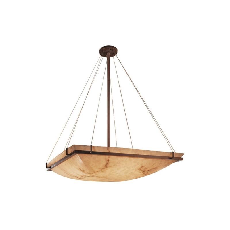 Justice Design LumenAria Ring 40-inch Dark Bronze Square Bowl Pendant, Faux Alabaster Shade - Dark Bronze