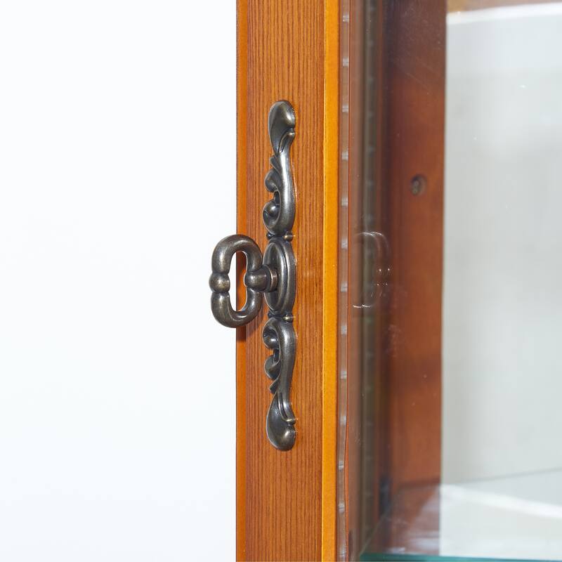 Lighted Corner Curio Cabinet with 6 Shelves, Mirrored Back & Adjustable Tempered Glass, Storage Display Cabinet