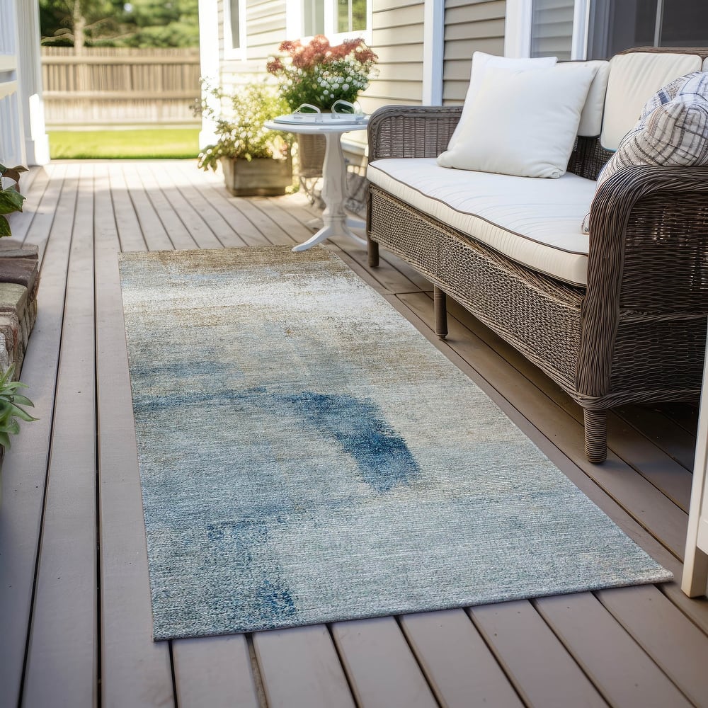 Machine Washable Indoor/ Outdoor Chantille Solid Ombre Rug