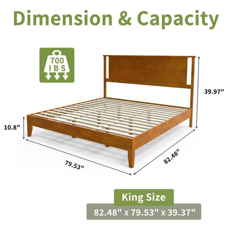 Twin Size Deluxe Bed Frame with Headboard with Solid Wood, No Box Spring Needed, Easy Assembly, White