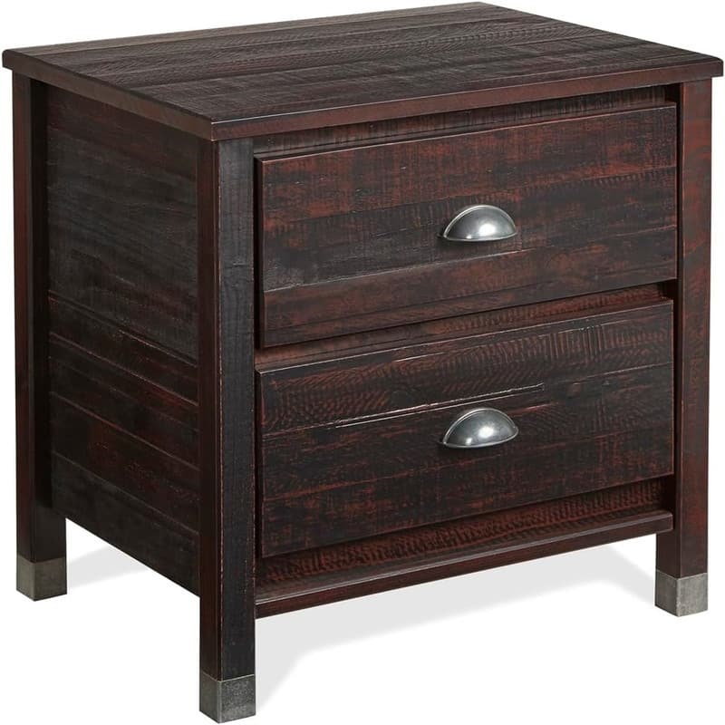 Night Stand 2 Drawer Solid Wood - Walnut
