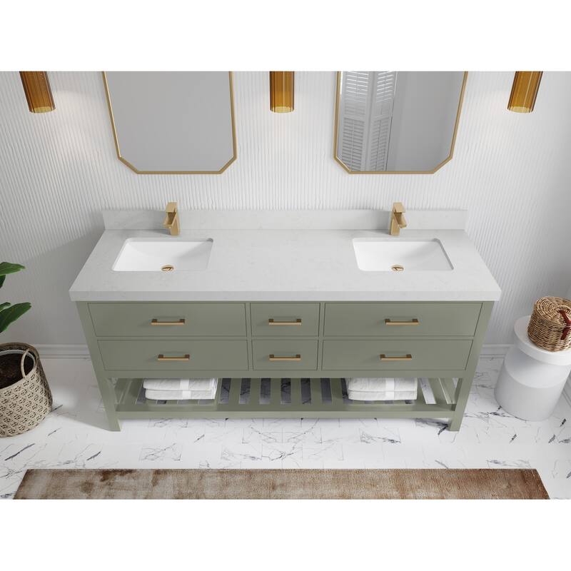 Willow Collections 72 in. W x 22 in. D Parker Double Sink Bathroom Vanity with Countertop