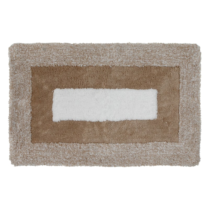 Microfibre Border Bath Mat (Taupe) (20 X 32)