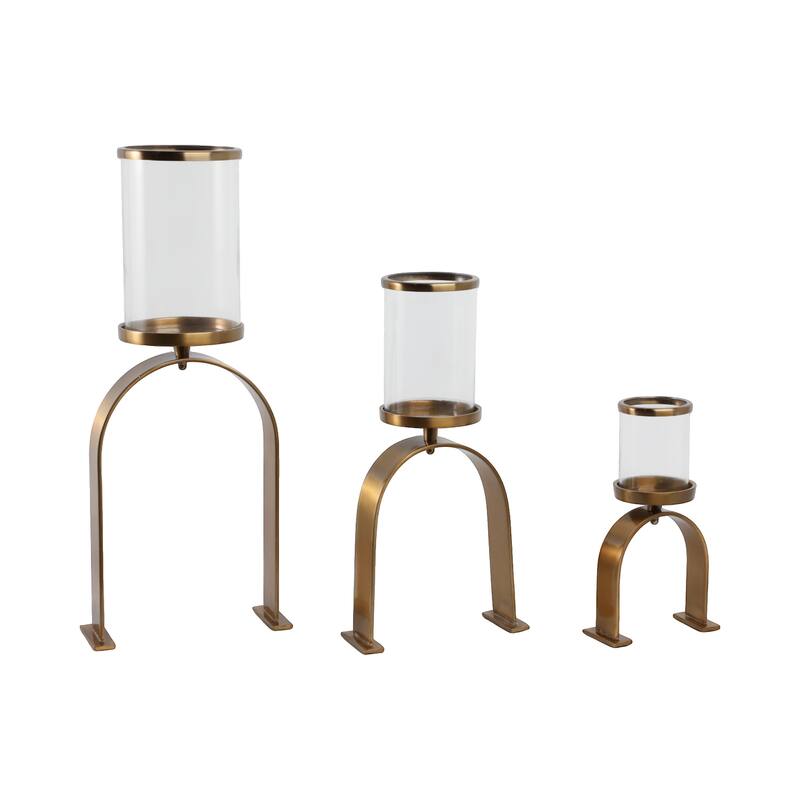 Candle Holders Set of 3 - Metal Pillar, 10/16/22" - 22.0"