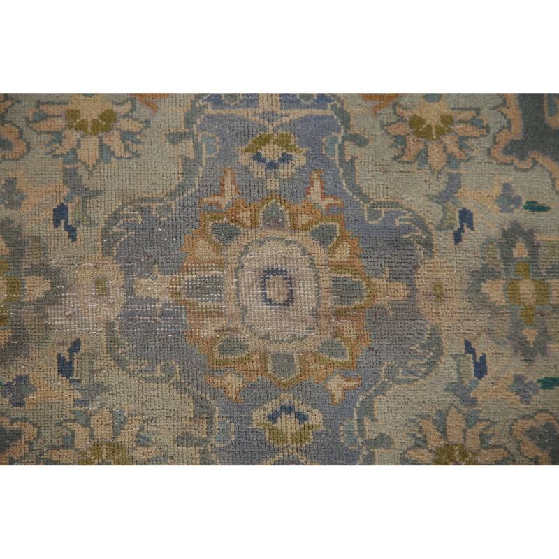 Hand Knotted Oriental 100% Wool Carpet Traditional Floral Peach Kashan Area Rug - 11' 11'' X 9' 7''