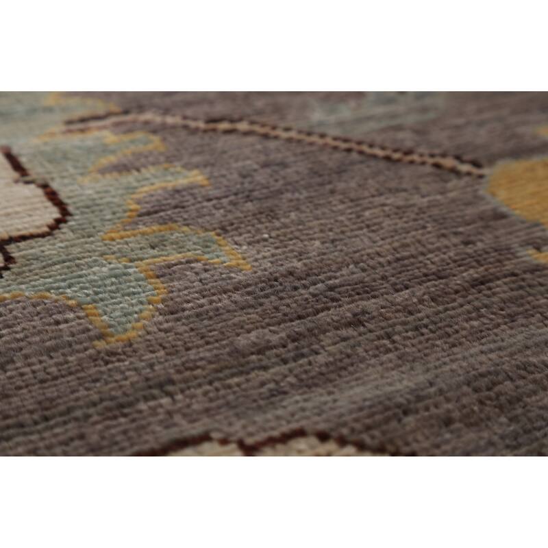 Hand Knotted Oriental 100% Wool Carpet Transitional All-Over Greys & Charcoal Oushak Area Rug - 13' 9'' X 10' 1''