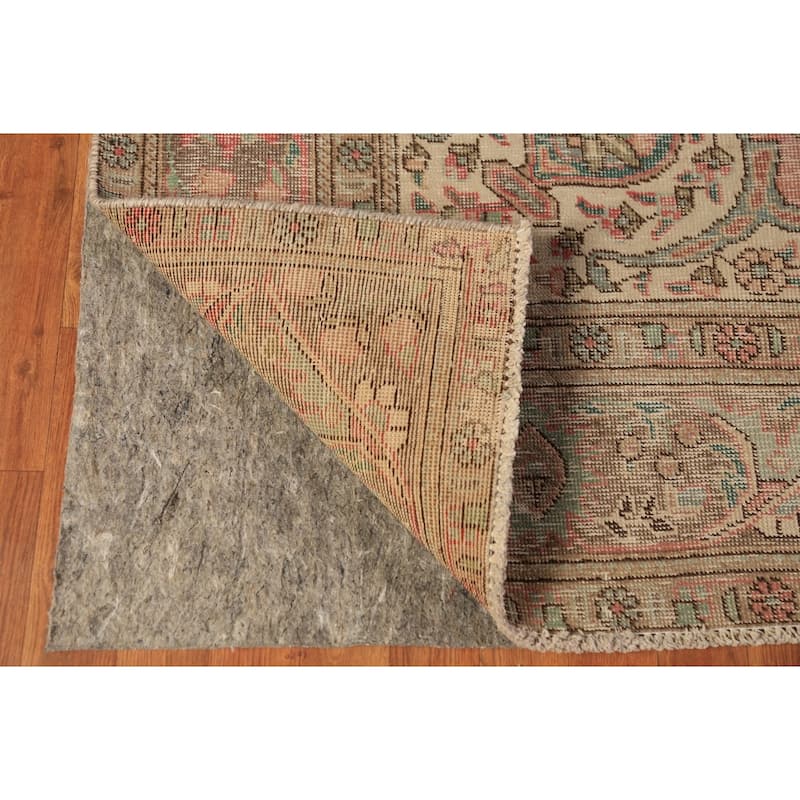 Pink Tabriz Persian Vintage Area Rug Handmade Wool Carpet - 6'3" x 9'5"