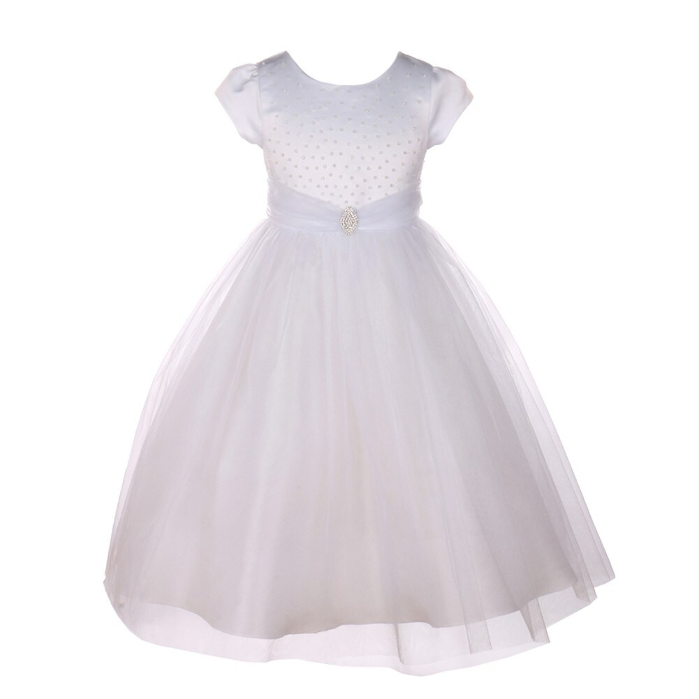 white sparkly flower girl dresses