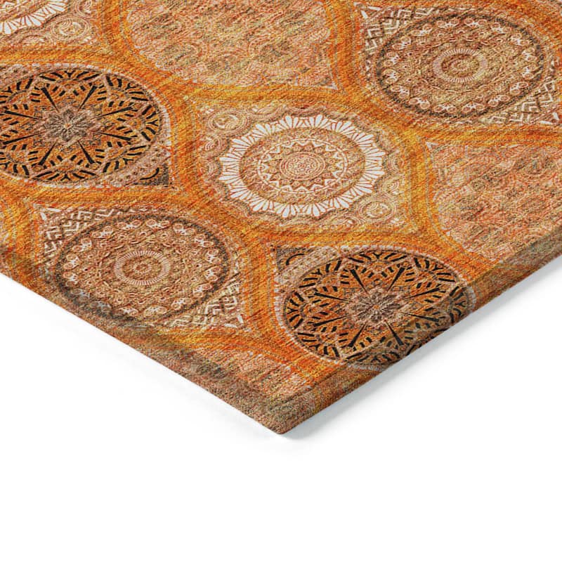 Machine Washable Indoor/ Outdoor Boho Mosaic Chantille Rug