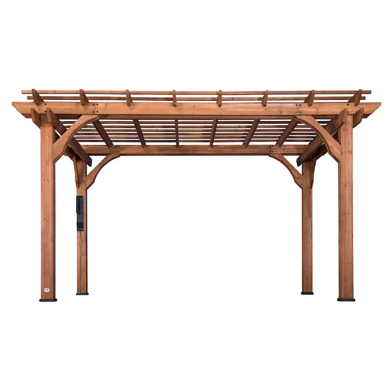 Backyard Discovery Beaumont 14'x10' Cedar Wood Pergola w/ Trellis Roof - Brown - 14'0" x 10'0"