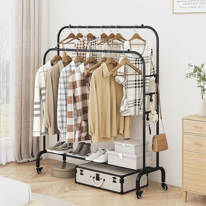 Garment Rack with Wheels Clothing Rack for Hanging Clothes - 15.78"D x 39.37"W x 59.05"H