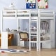 preview thumbnail 23 of 42, Solid Wiood Loft Bed with L-shaped Desk, Wardrobe and Storage Shelves Twin - White
