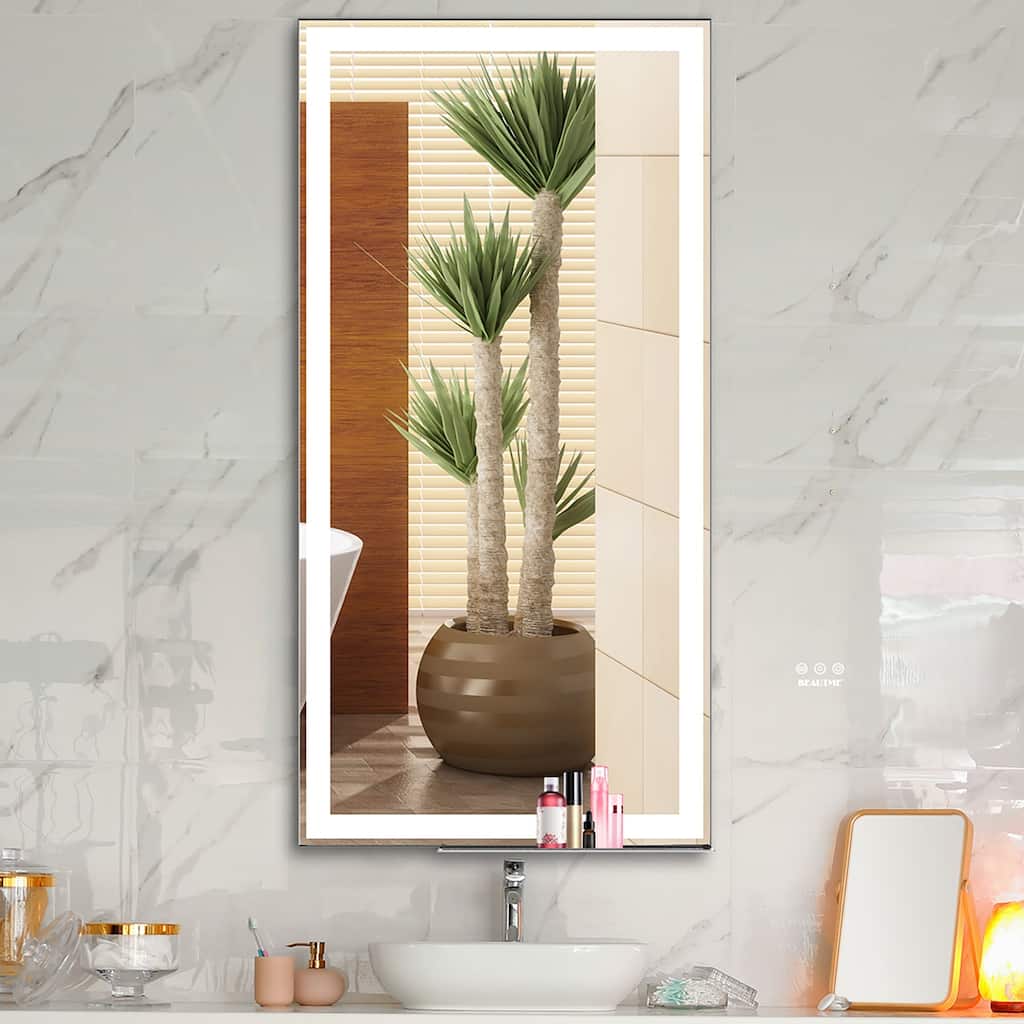 Rectangular Wall Mounted LED Bathroom Vanity Mirror with Anti-Fog - 48" x 24" in.