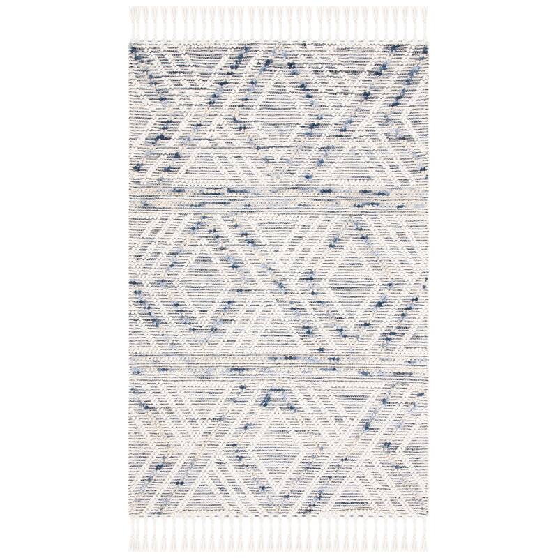 SAFAVIEH Handmade Natura Esterina Boho Jute & Wool Braided - 6' x 6' Square - Ivory/Blue - Square