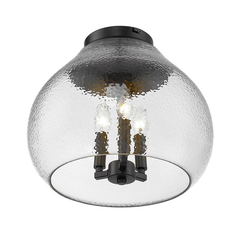 Ariella 13.75" Wide 3-Light Semi-Flush with Hammered Clear Glass