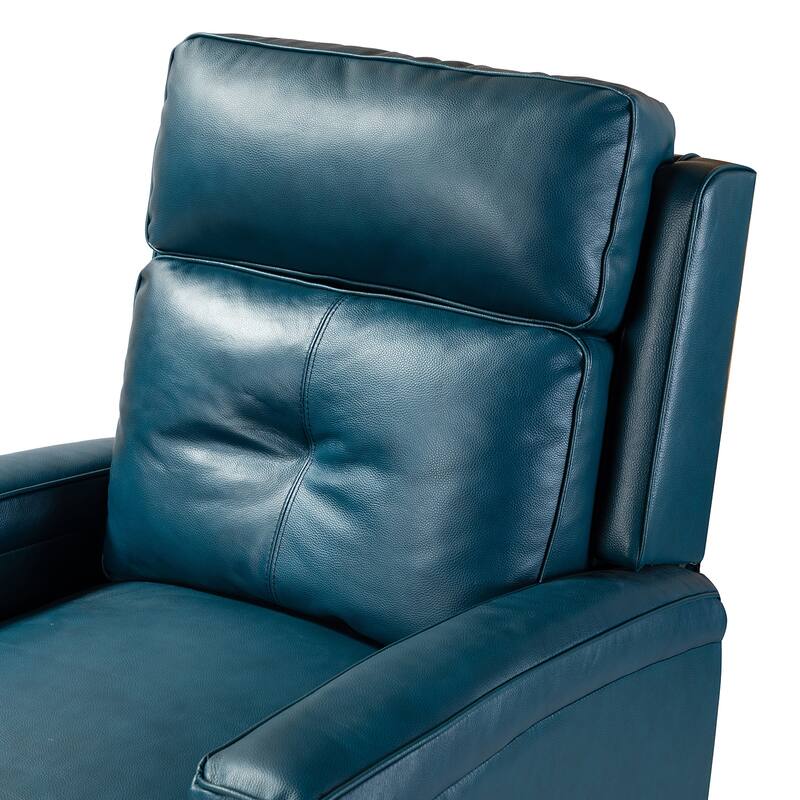Gaspar Mid-Century Modern Genuine Leather Pushback Recliner with Wood legs Set of 2 by HULALA HOME