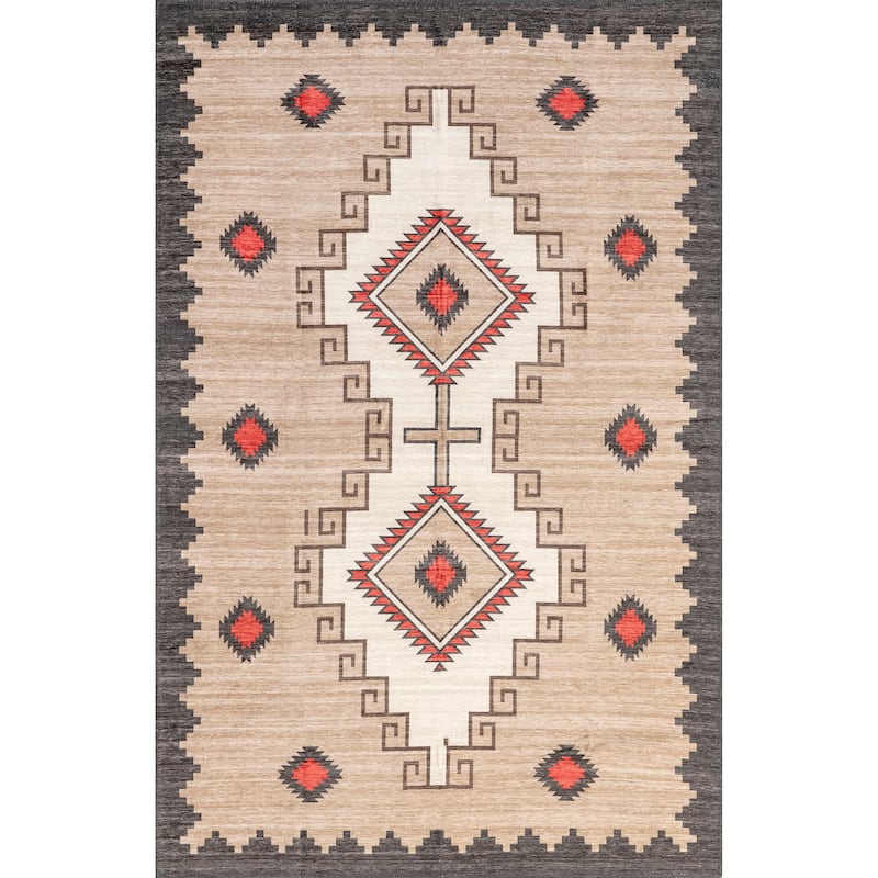 Nuloom Imelda SpinClean Aztec Machine Washable Area Rug