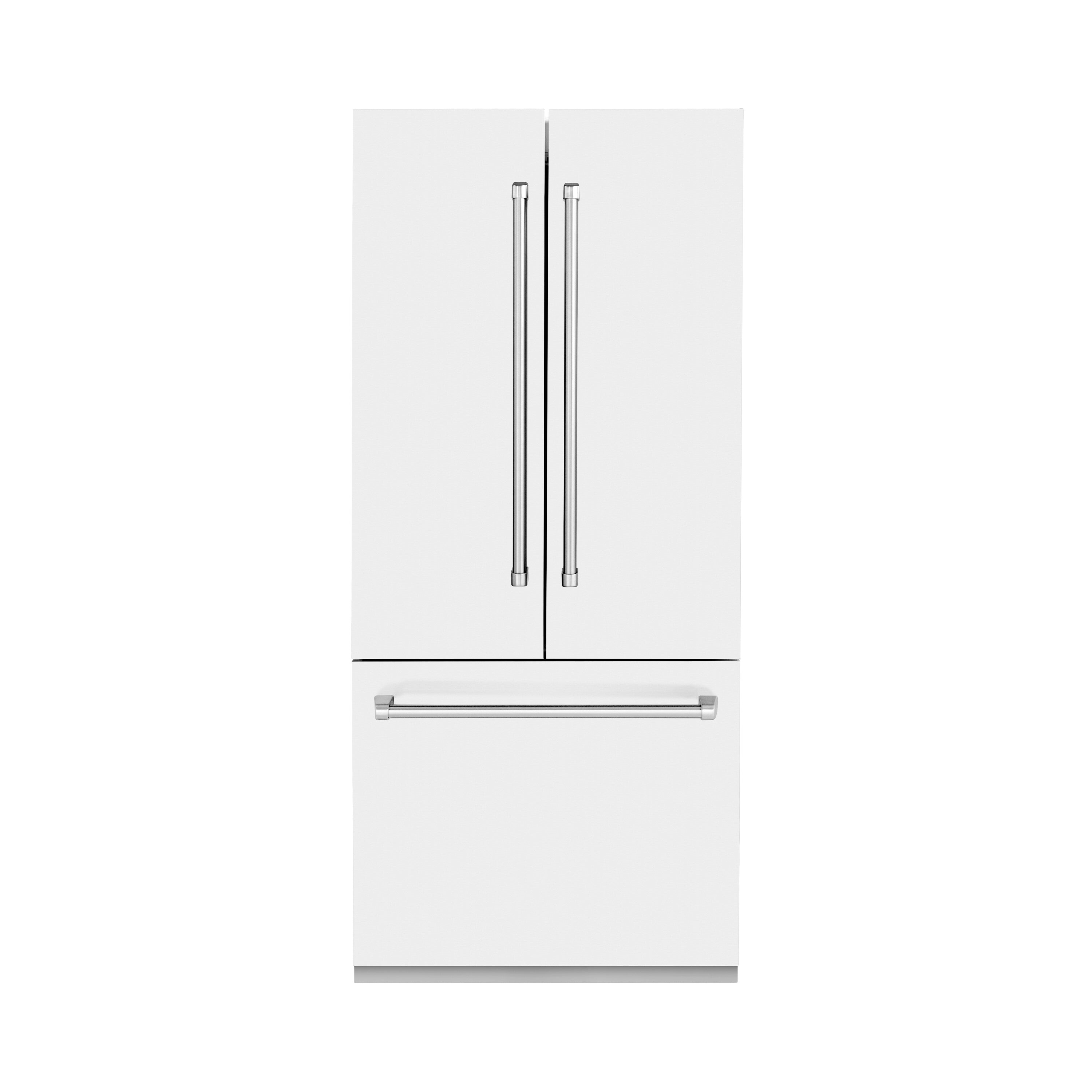 Zline Kitchen and Bath ZLINE 36" 19.6 cu. ft. Built-In 3-Door French Door Refrigerator with Internal Water and Ice Dispenser in White Matte