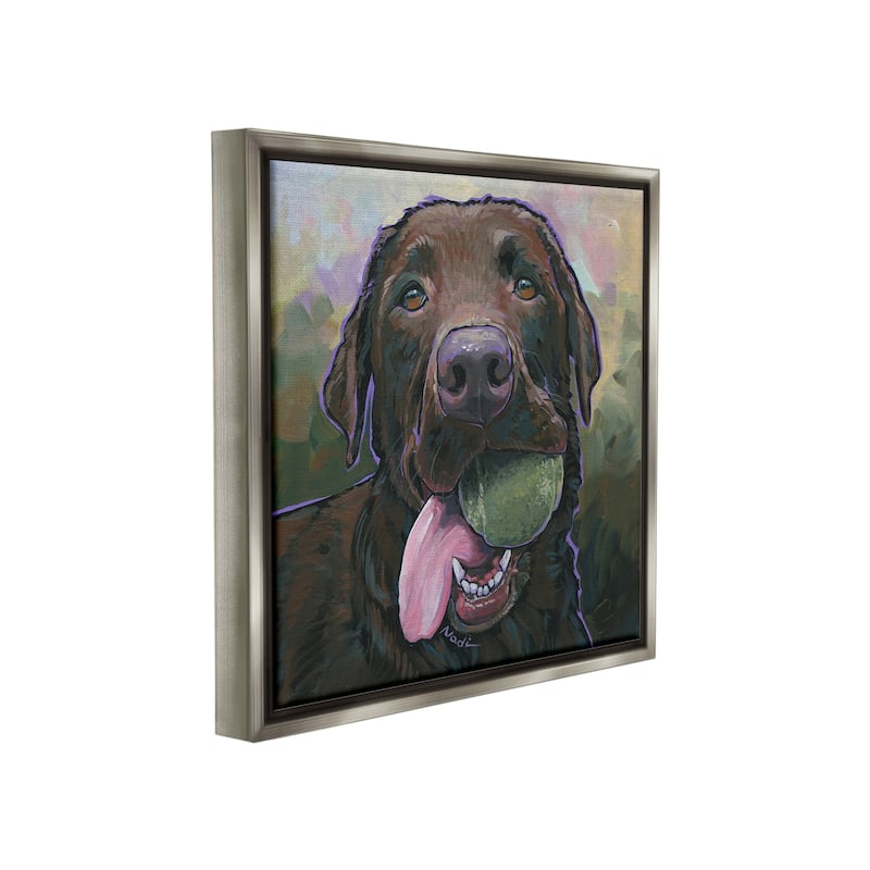 Stupell Dog Playing Ball Portrait Framed Floater Canvas Wall Art Design By Nadi Spencer
