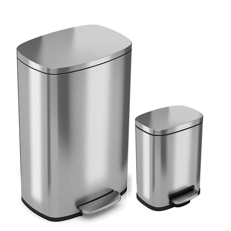 iTouchless 13.2 Gal 1.32 Gal SoftStep Kitchen & Bathroom Trash Can Set