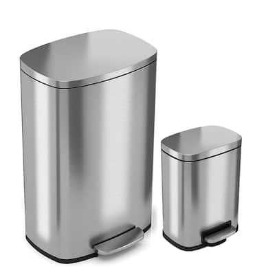 iTouchless 13.2 Gal 1.32 Gal SoftStep Kitchen & Bathroom Trash Can Set