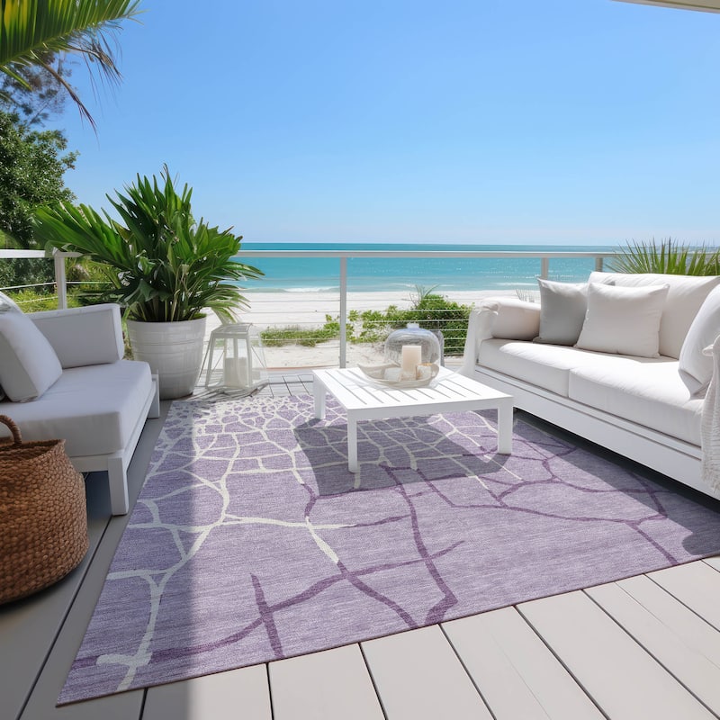 Machine Washable Indoor/ Outdoor Abstract Webby Chantille Rug