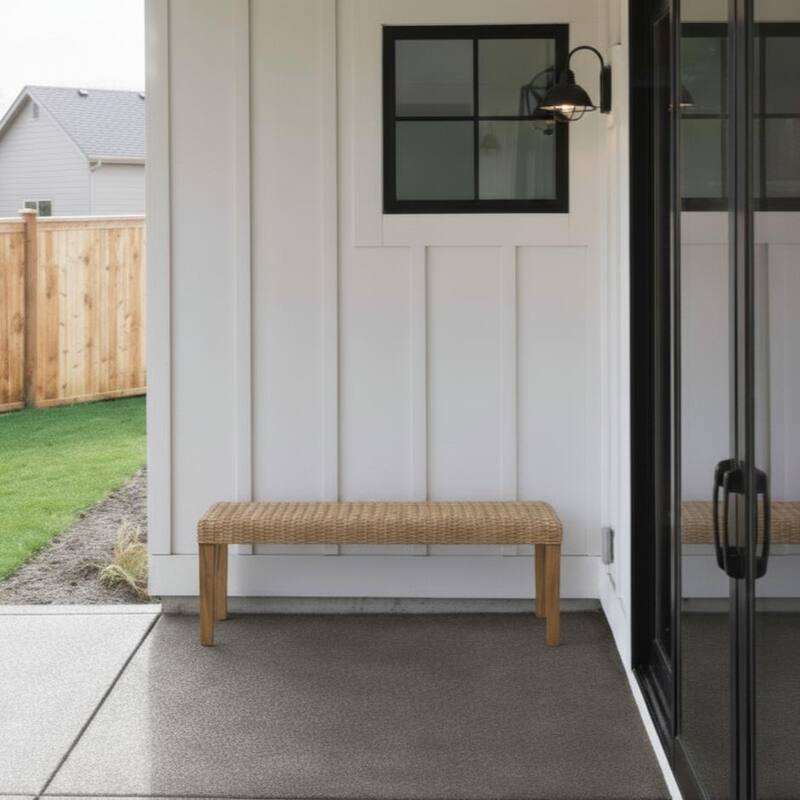 M4H Naples Outdoor Patio Bench Water Resistant Wicker Solid Wood